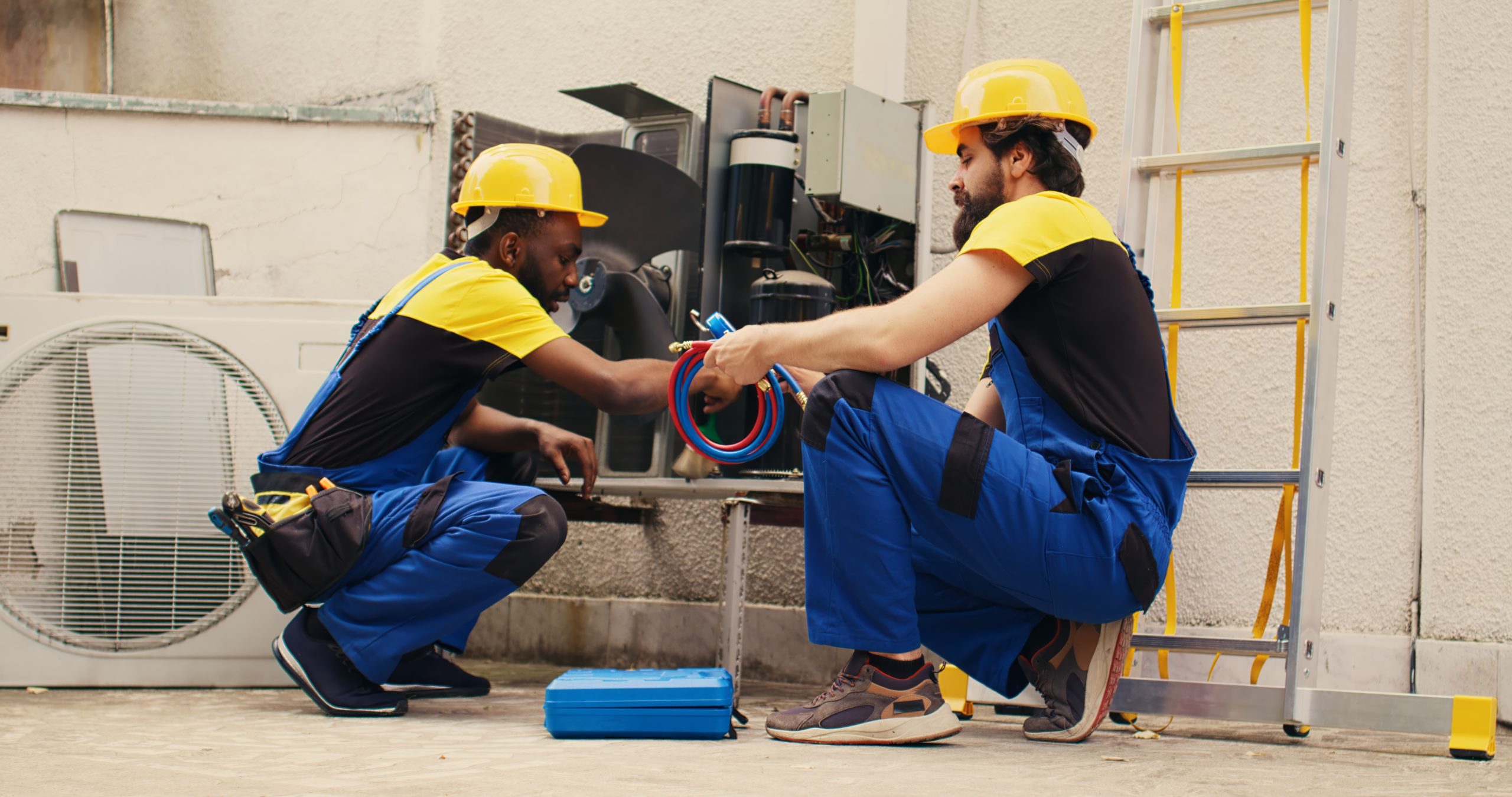 Techniciens certifiés RGE assurant l'installation d'un système de ventilation VMC pour un client ElectroGroup dans le Grand Est